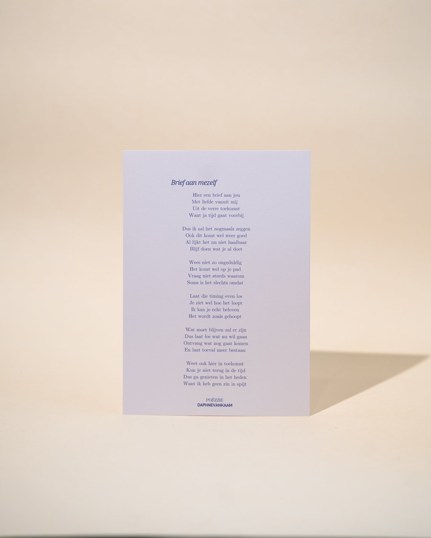 Kaartje 'Brief aan mezelf' Poëzie