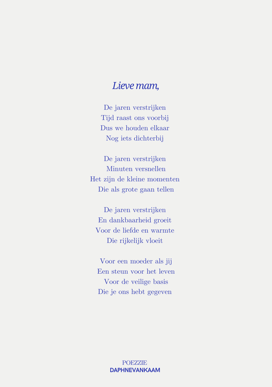 Kaartje 'Lieve mam' Poëzie pre-order
