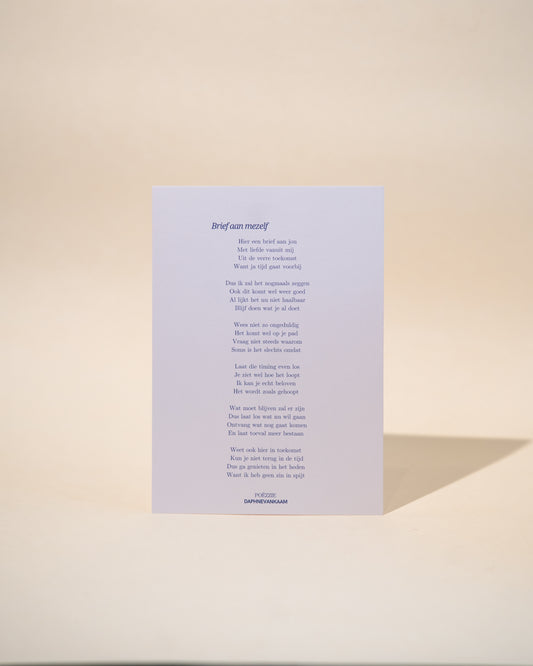 Kaartje 'Brief aan mezelf' Poëzie