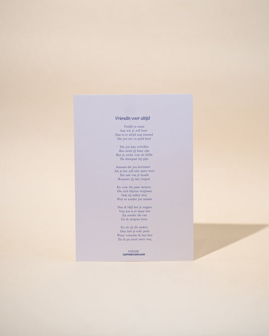 Kaartje 'Vriendin voor altijd' Poëzie